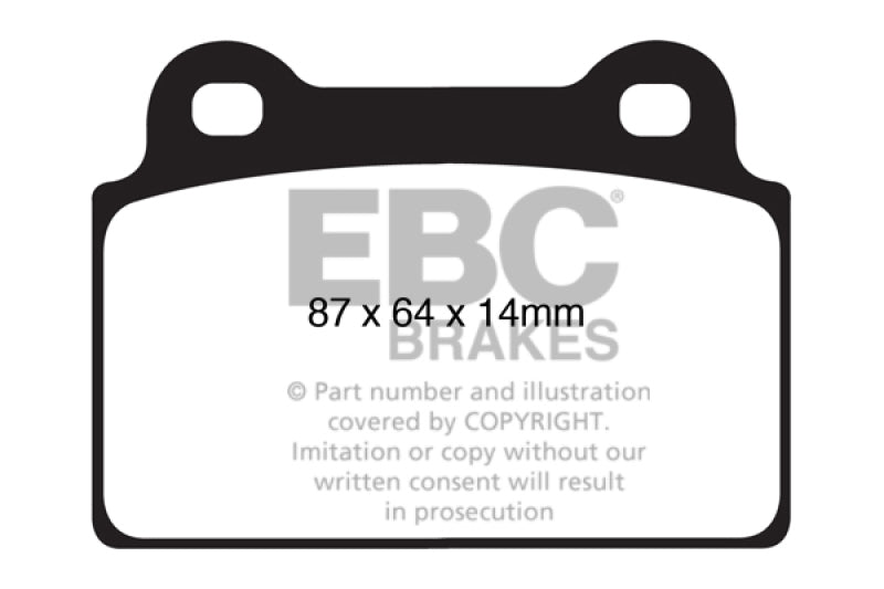 EBC 08-16 Mitsubishi Lancer Evo 10 2.0 Turbo (1 piece rotor) Bluestuff Rear Brake Pads (view 2)