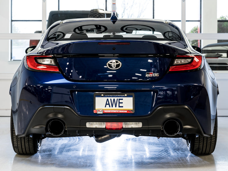 AWE Tuning Subaru BRZ / Toyota GR86 / Toyota 86 Track Edition Cat-Back Exhaust- Diamond Black Tips (view 3)