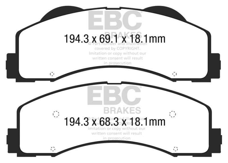 EBC 15+ Ford F150 2.7 Twin Turbo (2WD) Ultimax2 Front Brake Pads Main image