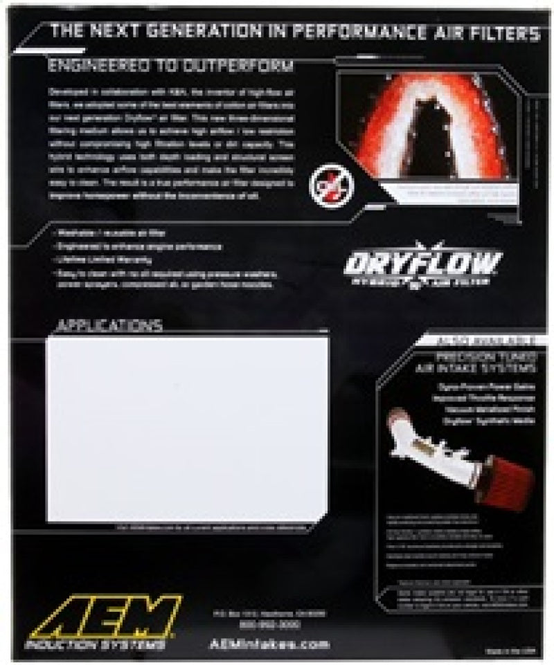 AEM 11 Jeep Grand Cherokee / 11 Durango 9.625in O/S L x 8.875in O/S W x 2.375in H DryFlow Air Filter (view 5)