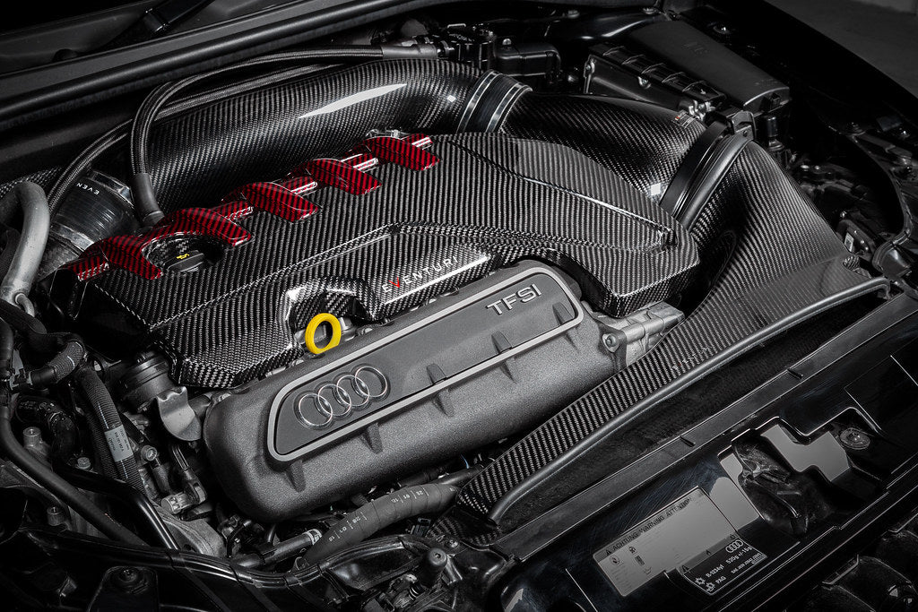 Eventuri Audi 8Y / 8V RS3 / 8S TTRS Black Carbon and Red Kevlar Engine Cover