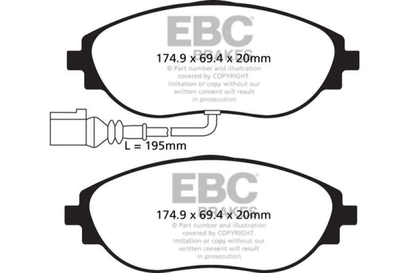 EBC 14-20 Audi S3 2.0 Turbo Yellowstuff Front Brake Pads (view 4)