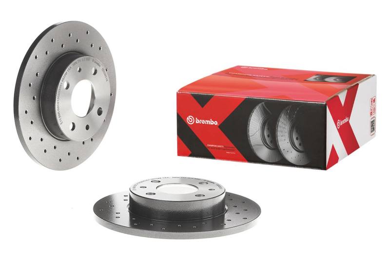 Brembo 08-09 Audi TT/09-15 TT Quattro Rear Premium Xtra Cross Drilled UV Coated Rotor Main image