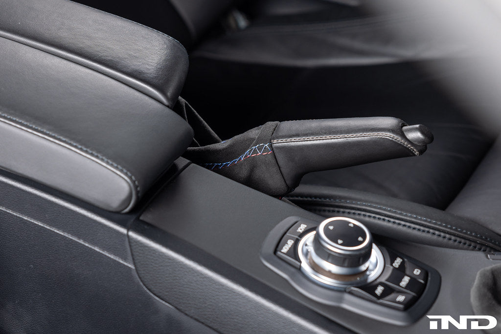 IND E9X M3 Tri-Color Stitched Alcantara E-Brake Boot - LHD