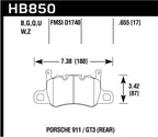 Hawk Audi 14-19 Porsche 911 / 2016 Cayman / 17-19 Panamera PC Rear Brake Pads w/ Carbon Ceramics (view 2)