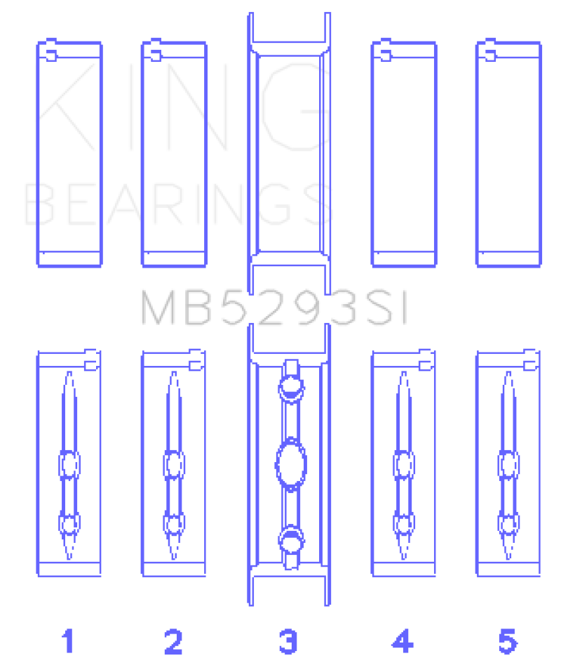 King GM 294/325/345/364CI 4.8/5.3/5.7/6.0L L20/LS1/LS2/LS4/LS6 Main Bearing Set - Size STD (view 2)