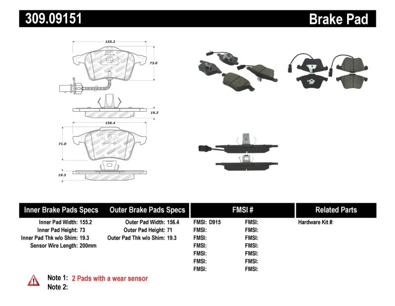StopTech Performance 1/05-09 Audi A4/A4 Quattro Front Brake Pads (view 10)