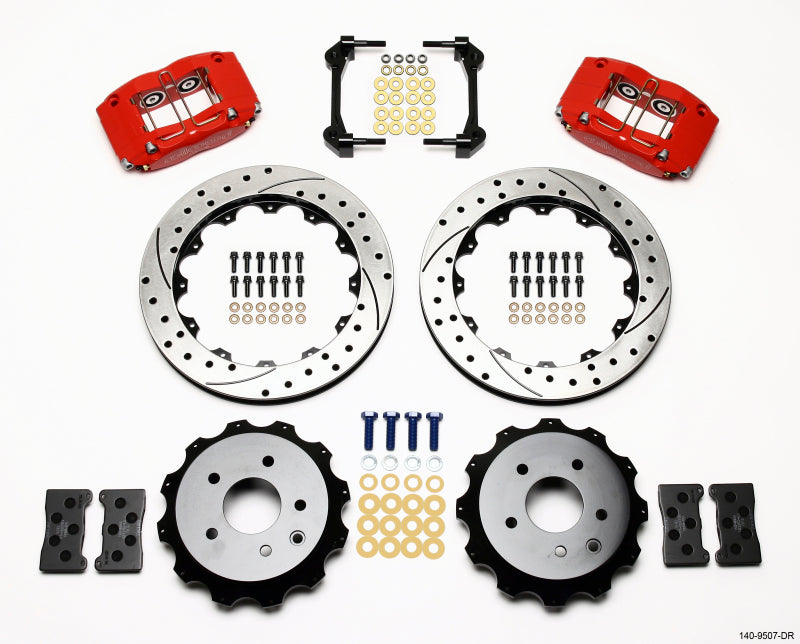 Wilwood Dynapro Radial Rear Kit 13.00in Drilled Red Nissan 350Z/Fiti G35 Main image