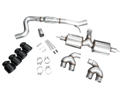 AWE Tuning MK8 Volkswagen Golf R 3in Touring Edition Quad Exhaust - Diamond Black Tips