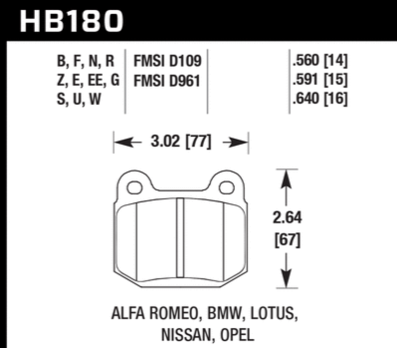Hawk 1984-1986 Alfa Romeo GTV-6 2.5 HPS 5.0 Front Brake Pads Main image