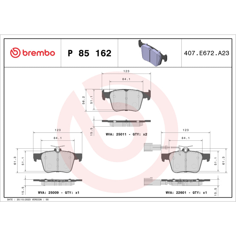 Brembo 18-20 Audi RS3/ Audi TT RS Quattro Rear Low-Met Brake Pad Main image