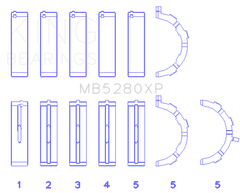 King Engine Bearings Ford Prod. V8 4.6L/5.4L (Size 0.25) Performance Main Bearing Set