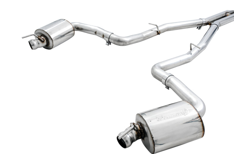 AWE Tuning 2017+ Challenger 5.7L Touring Edition Exhaust - Non-Resonated - Chrome Silver Quad Tips (view 4)