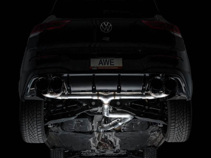AWE Tuning MK8 Volkswagen Golf R 3in Track Edition Quad Exhaust - Diamond Black Tips (view 5)