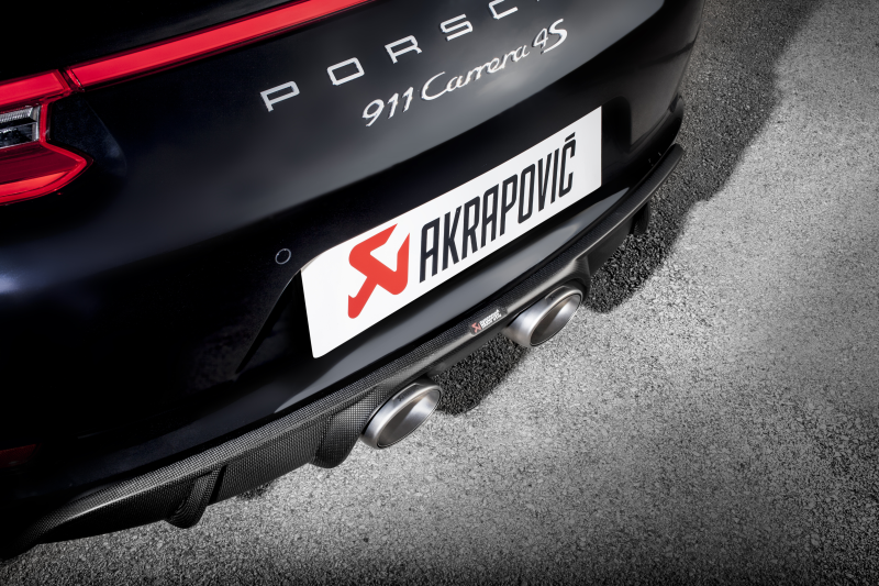 Akrapovic 16-17 Porsche 911 Carrera S/4/4S/GTS (991.2) Slip-On Line (Titanium) w/ Titanium Tips (view 3)