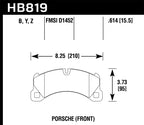 Hawk 11-13 Porsche Cayenne HPS 5.0 Front Brake Pads (view 2)