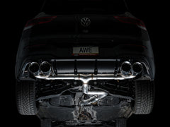 AWE Tuning MK8 Volkswagen Golf R 3in Track Edition Quad Exhaust - Chrome Silver Tips