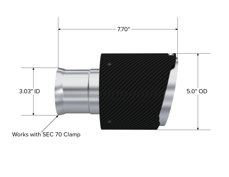 MBRP 15-23 Dodge Charger 5.7L/6.2L/6.4L T304 3in ID / 5in OD Out / 8in Length Angle Cut Carbon Tip (view 2)