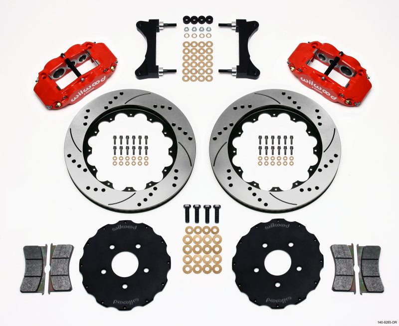 Wilwood Narrow Superlite 6R Front Hat Kit 14.00in Drilled Red Mitsubishi EVO VIII Main image