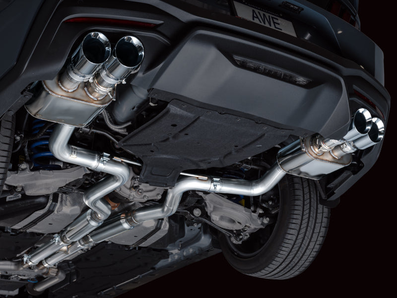 AWE 2024 Ford Mustang GT Fastback S650 RWD SwitchPath Cat-Back Exhaust w/ Quad Chrome Silver Tips (view 8)