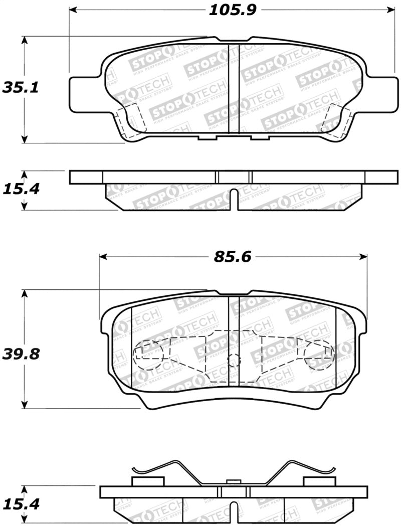 StopTech 07-17 Jeep Patriot Street Performance Rear Brake Pads Main image