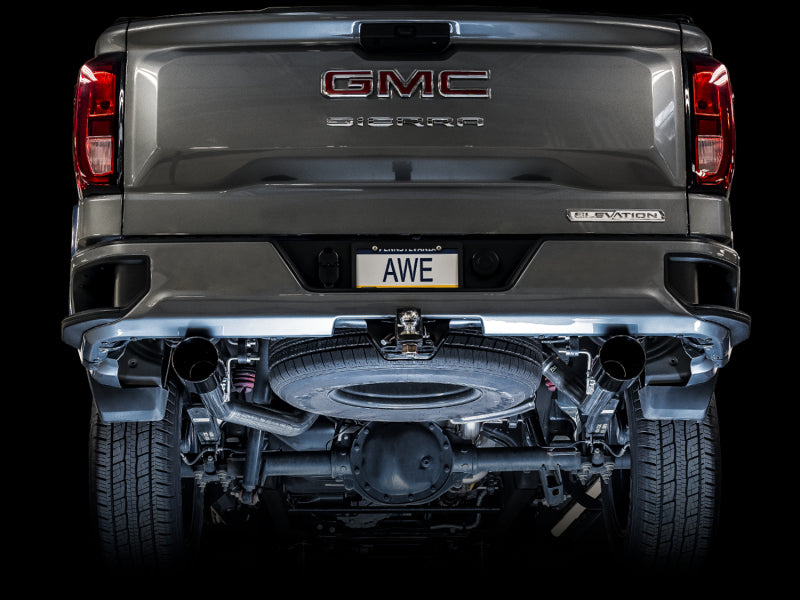 AWE Tuning 4th Gen GM 1500 5.3L 0FG Cat-Back Split Rear Exit (Flat Bumper) - Dual Diamond Tips Secondary image