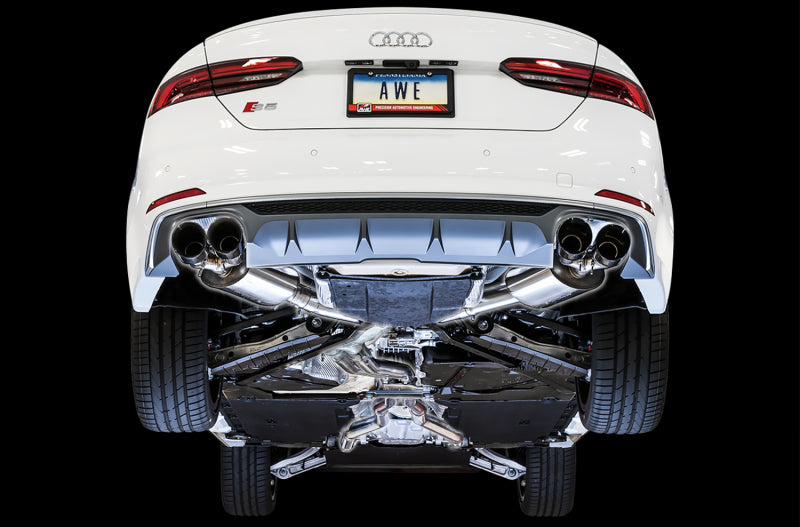 AWE Tuning Audi B9 S5 Sportback Touring Edition Exhaust - Non-Resonated (Black 102mm Tips) (view 3)