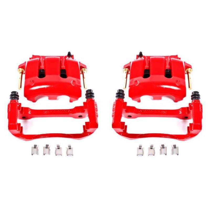 Power Stop 05-14 Ford Mustang Front Red Calipers w/Brackets - Pair Main image