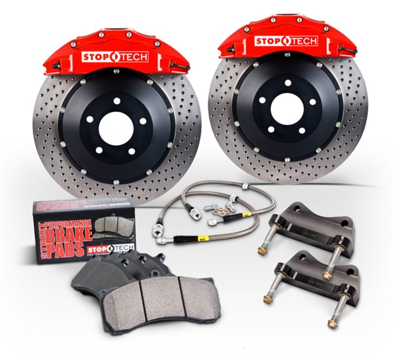 StopTech 15 Audi S3 / 15 VW Golf R Front BBK w/ Red ST-60 Caliper Zinc Slotted 355X32 2pc Rotor Main image