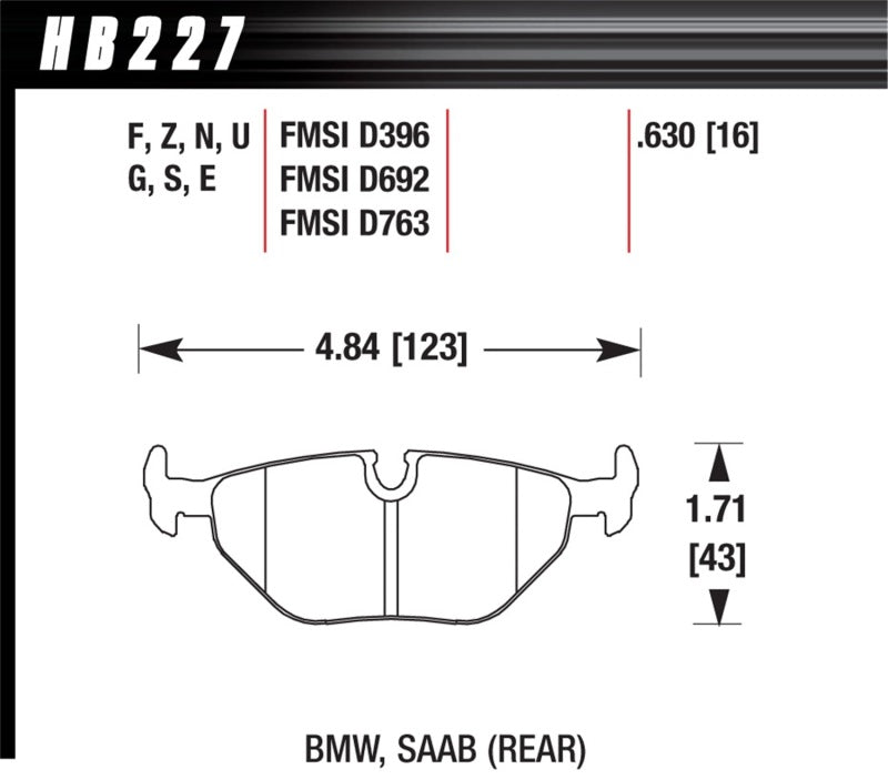 Hawk 1992-1998 BMW 318i HPS 5.0 Rear Brake Pads Main image