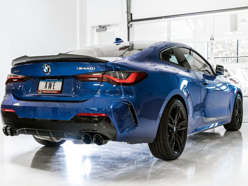AWE Tuning 2019+ BMW M340i (G20) Track Edition Exhaust - Quad Diamond Black Tips (view 2)