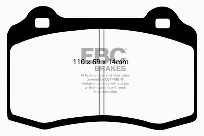 EBC 96-00 Lotus Esprit Turbo 2.0 Turbo GT3 Redstuff Front Brake Pads (view 2)
