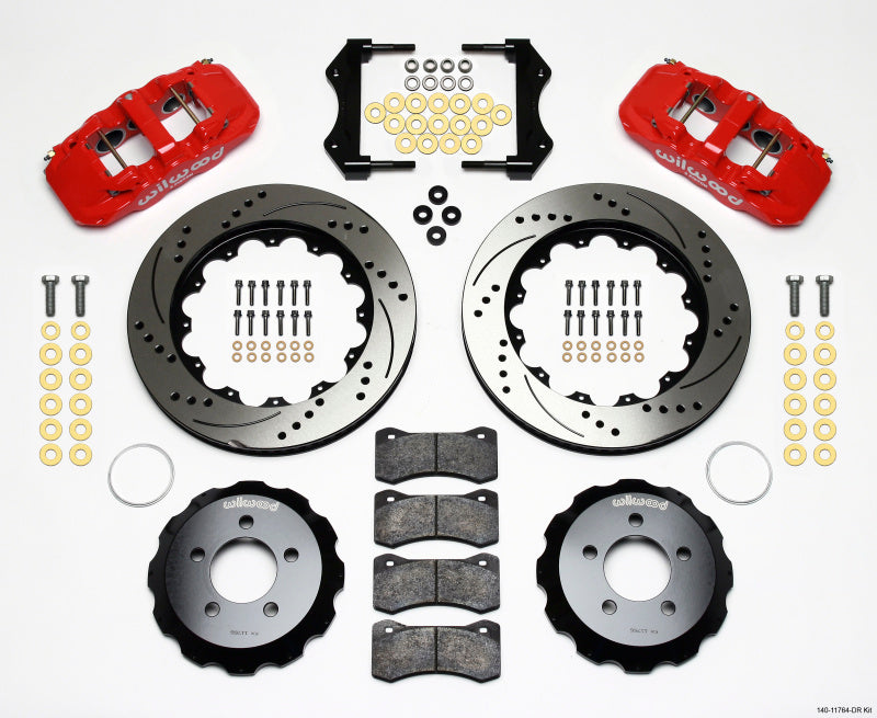Wilwood AERO6 Front Hat Kit 14.25 Drilled Red 2006-10 Magnum/Challenger/Charger/300C Main image