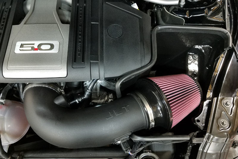 JLT 18-21 Ford Mustang GT Black Textured Cold Air Intake Kit w/Red Filter - Tune Req Main image