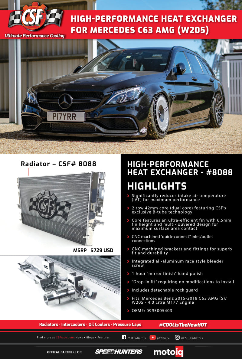 CSF 2015+ Mercedes Benz C63 AMG (W205) Front Mount Heat Exchanger w/Rock Guard (view 8)