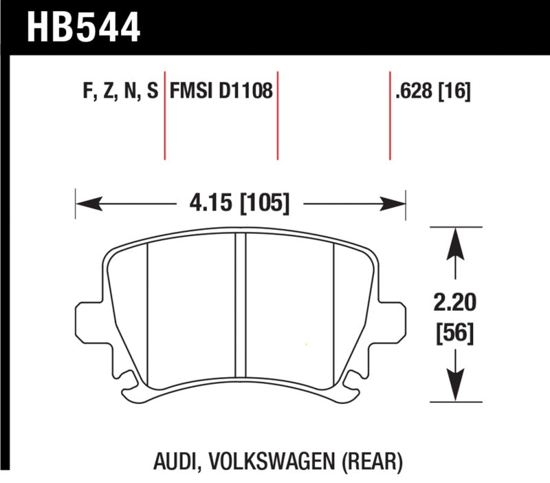 Hawk Audi A3 / A4 / A6 Quattro HPS Rear Brake Pads (view 2)