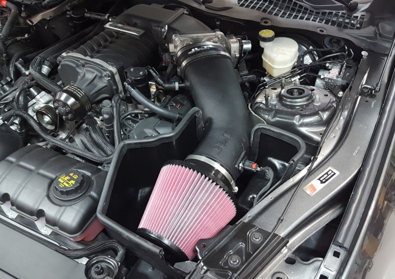 JLT 15-17 Ford Mustang GT (w/Roush/VMP Supercharger) Blk Tex CAI Kit w/Red Filter - Tune Req Main image