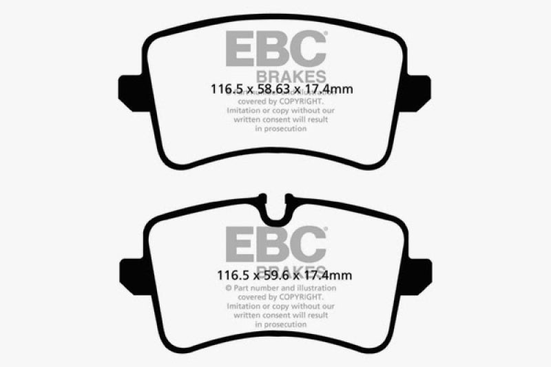 EBC 11 Audi A6 2.0 Turbo Ultimax2 Rear Brake Pads (view 2)