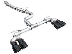 AWE Tuning MK8 Volkswagen Golf R 3in Track Edition Quad Exhaust - Diamond Black Tips