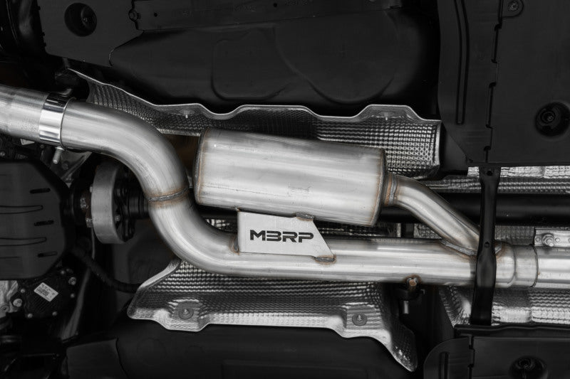 MBRP 2022 Volkswagen Golf R MK8 T304 Stainless Steel 3in Cat-Back, Quad Rear Exit- Carbon Fiber Tip (view 2)