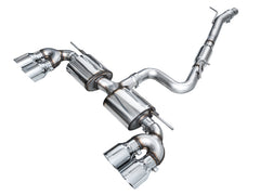 AWE Tuning MK8 Volkswagen Golf R 3in Touring Edition Quad Exhaust - Chrome Silver Tips