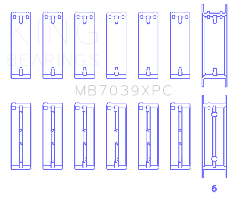 King BMW M20/M50 2.0L/2.5L/2.7L Crankshaft Main Bearings Set (Size.026) - 7 Pairs Coated (view 2)