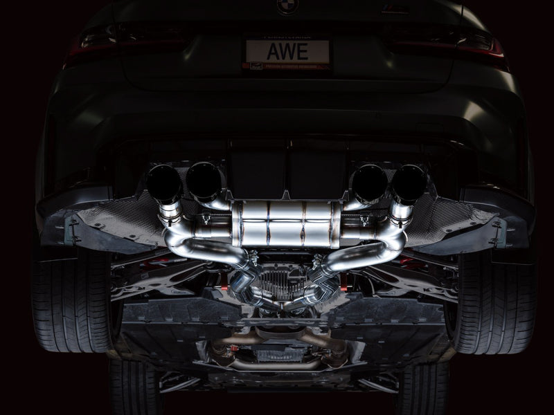 AWE Tuning SwitchPath Cat-Back Exhaust for BMW G8X M3/M4 - Diamond Black Tips (view 4)