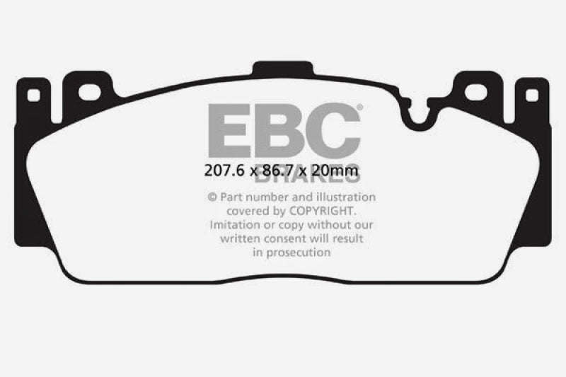 EBC 12+ BMW M5 4.4 Twin Turbo (F10) Yellowstuff Front Brake Pads (view 3)
