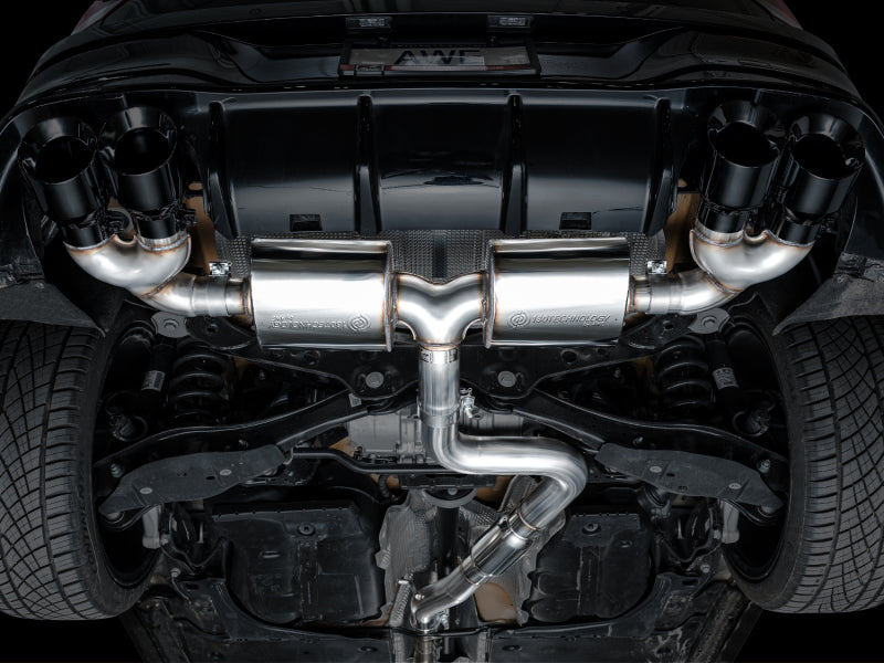 AWE Tuning MK8 Volkswagen Golf R 3in Touring Edition Quad Exhaust - Diamond Black Tips (view 6)