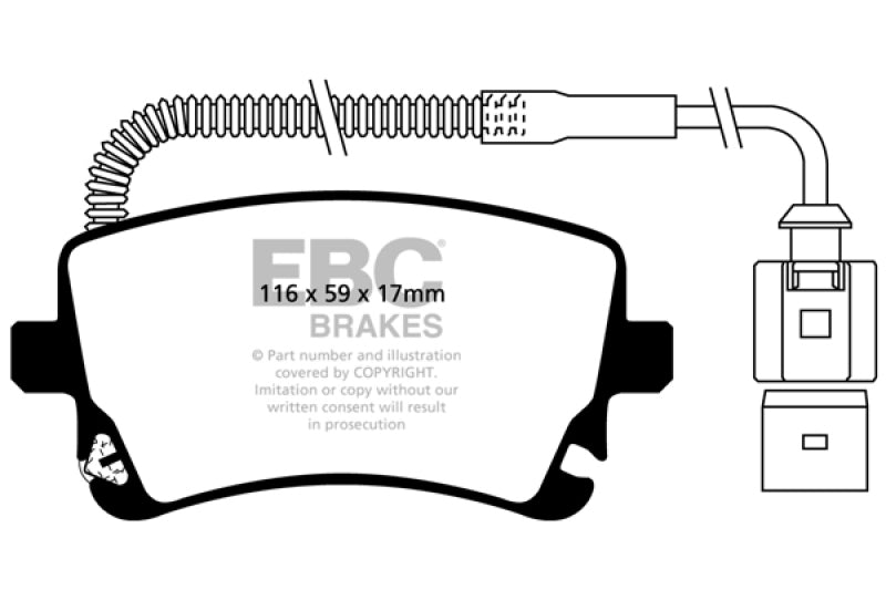 EBC 09-11 Audi A6 Quattro 3.0 Supercharged Yellowstuff Rear Brake Pads (view 3)