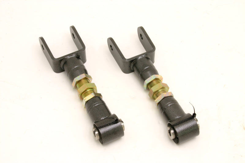 BMR 79-04 Fox Mustang Upper Control Arms On-Car Adj. w/ Spherical Bearings - Black Hammertone Main image