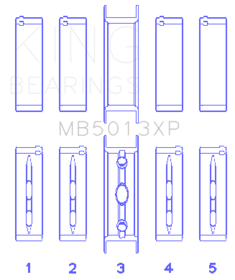 King Engine Bearings Chevy LS1/LS6/LS3 Performance Main Bearing Set - Size STD (view 3)