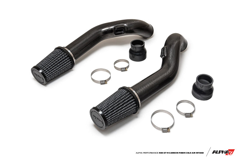 AMS Performance 2009+ Nissan GT-R R35 Alpha Carbon Fiber Intake Pipes for Stock Turbos (view 2)