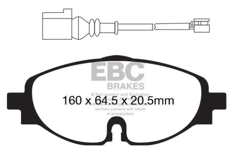 EBC 15-19 Volkswagen GTI (Mk7) Redstuff Front Brake Pads (view 3)